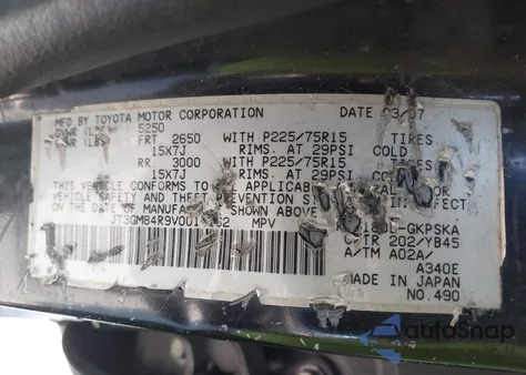 1997 Toyota 4Runner from USA, damaged, VIN JT3GM84R9V0014162